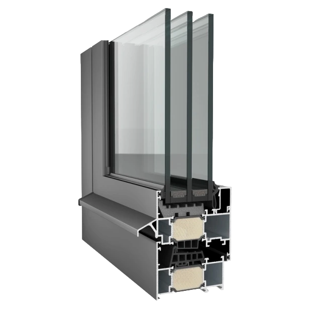 Тёплый алюминиевый профиль ALUTECH ALT W77 W в разрезе